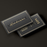 Modern Luxury Black Gold Frame Border Monogram
