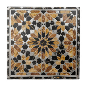 Modern Luxury Black Gold Marble Silver Moroccan Tile