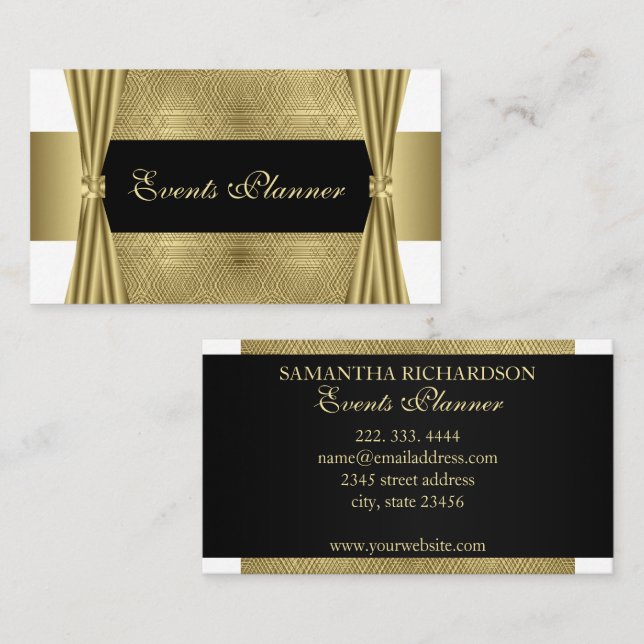 Modern Luxury Black White And Gold Geometric Business Card (Front/Back)