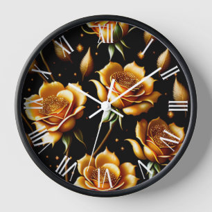 Modern Luxury Boho Gold Rose Collection Clock