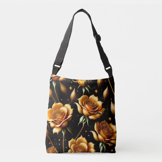 Modern Luxury Boho Gold Rose Collection Crossbody Bag (Front)