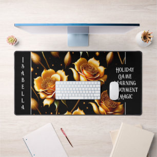 Modern Luxury Boho Gold Rose Collection Desk Mat