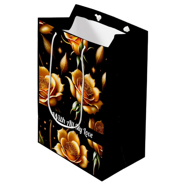 Modern Luxury Boho Gold Rose Collection Medium Gift Bag (Front Angled)