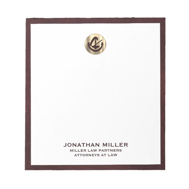 Modern Luxury Branded Notepad for Attorneys (Front)
