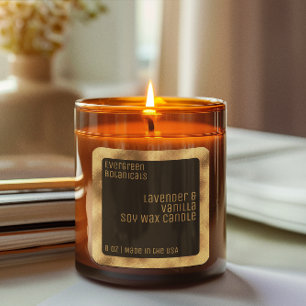 modern luxury candle label black and gold square