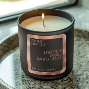 modern luxury candle label black rose gold square