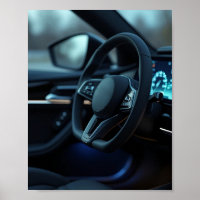 Modern Luxury Car Interior Blue Ambient Light