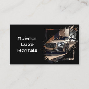 Modern Luxury Car Rental Black & White QR Code  Business Card