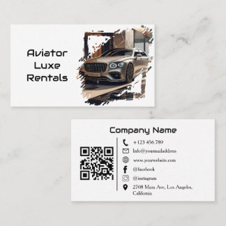 Modern Luxury Car Rental White QR Code Photo  Business Card