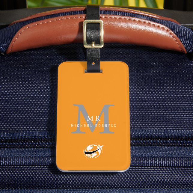 Modern Luxury Custom Monogram, Name Luggage Tag (Front Insitu 2)
