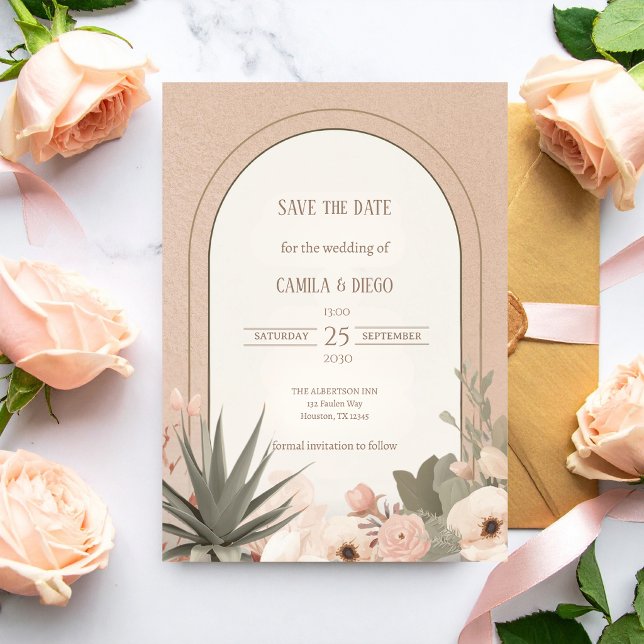Modern Luxury Desert Flowers Wedding Save the Date (Creator Uploaded)