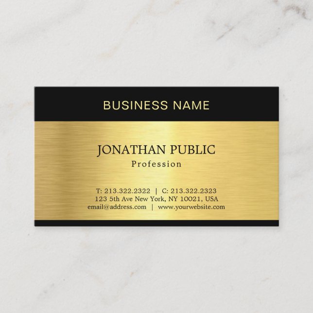 Modern Luxury Elegant Black Gold Professional Business Card (Front)