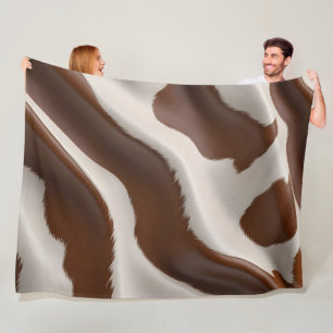 Modern Luxury Elegant Faux Cow Leather Collection Fleece Blanket