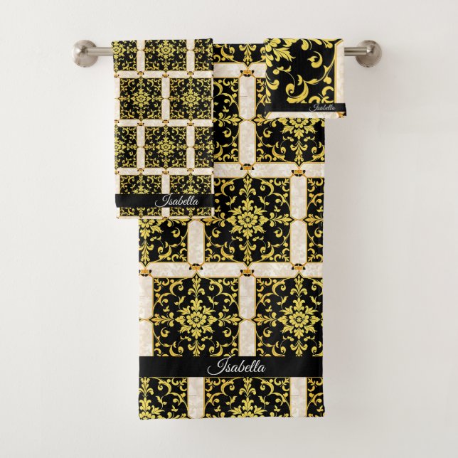 Modern Luxury Elegant Floral Collection Bath Towel Set (Insitu)