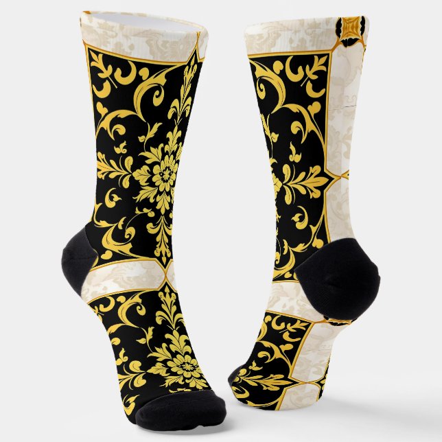 Modern Luxury Elegant Floral Collection Socks (Angled)