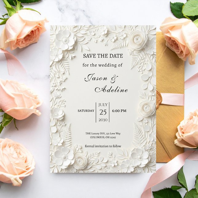 Modern Luxury Floral Wedding Save the Date (Creator Uploaded)