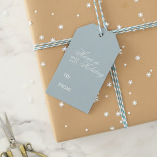 Modern Luxury Font Blue Holiday Gift Tags