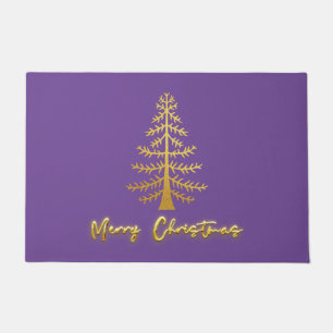 Modern luxury glam metallic Xmas modern purple Doormat