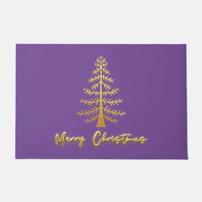 Modern luxury glam metallic Xmas modern purple  Doormat (Front)