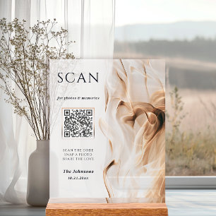 Modern Luxury Gold Acrylic Wedding QR Code Scan Sign