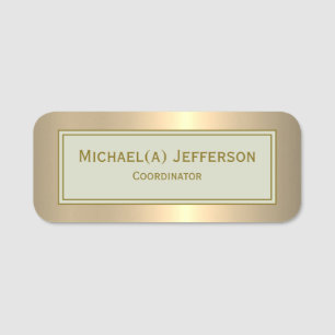 Modern Luxury Gold & Beige Unique Elegant Business Name Tag