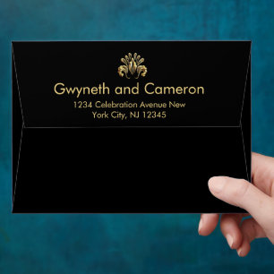 Modern Luxury Gold Black Sparkles  Envelope