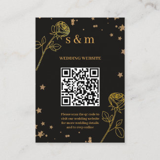 Modern Luxury Gold Foil QR Code Wedding Website Enclosure Card
