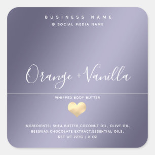 Modern luxury gold heart typography body butter s square sticker