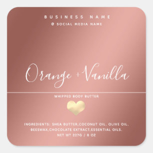 Modern luxury gold heart typography  body butter s square sticker