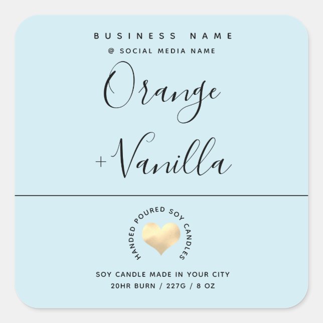 Modern luxury gold heart typography  candle   squa square sticker (Front)