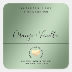 Modern luxury gold heart typography candle squar square sticker