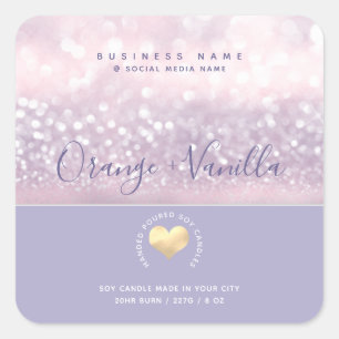 Modern luxury gold heart typography  candle   square sticker