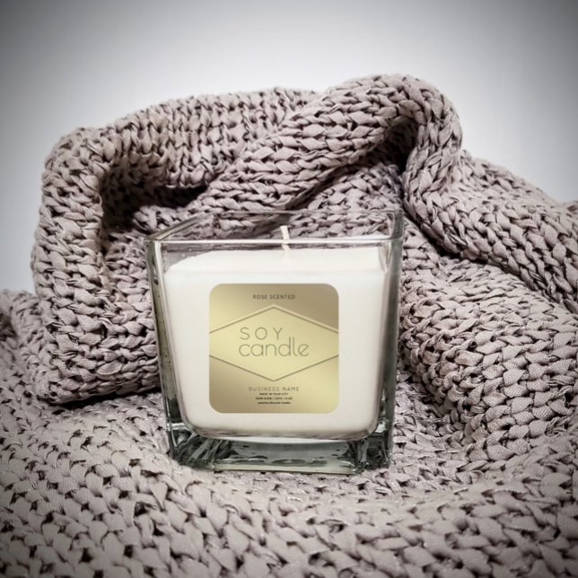 Modern Luxury gold typography soy candle   Square Sticker (Creator Uploaded)