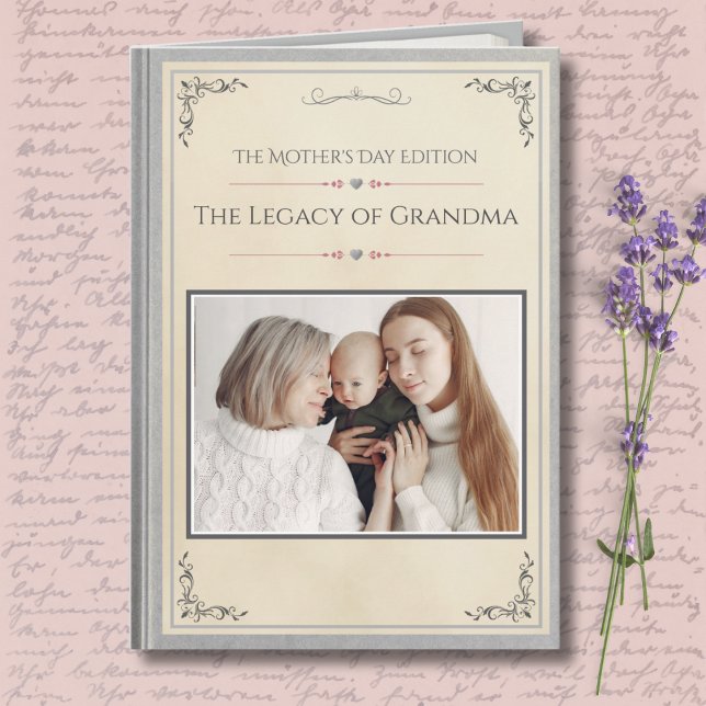 Modern Luxury Grandmother Storybook Mother's Day Card (Premium Silver Mother's Day Card for Grandma | Modern Matriarch Storybook Heirloom Photo Keepsake)