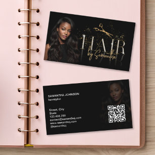 modern luxury hair stylist wig extensions scissors business card