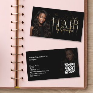 modern luxury hair stylist wigs extensions business card
