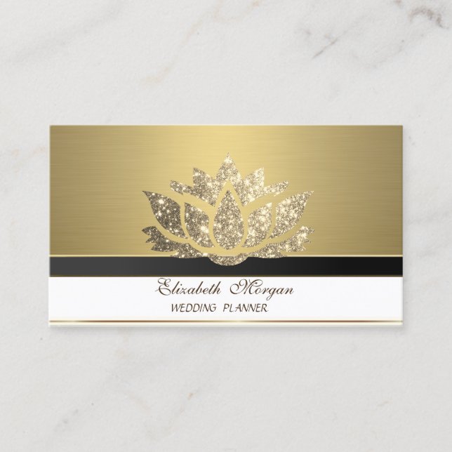 Modern Luxury Lotus Elegant Golden  Business Card (Front)