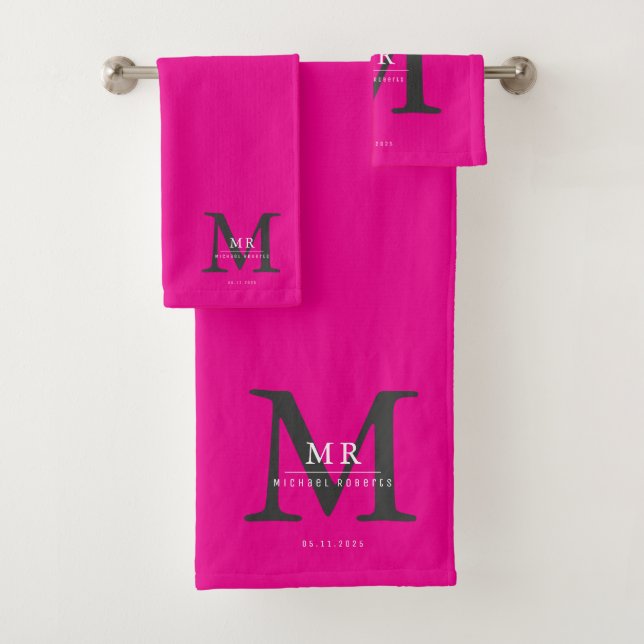 Modern Luxury Monogram Colour Match  Bath Towel Set (Insitu)