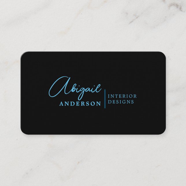 Modern Luxury Professional Black Blue Signature Business Card (Front)