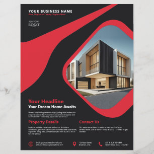Modern Luxury Real Estate Marketing Black & Red Flyer