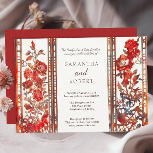 Modern Luxury Ruby Asian Wedding Invitation