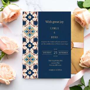 Modern Luxury Talavera Tile Wedding Invitation