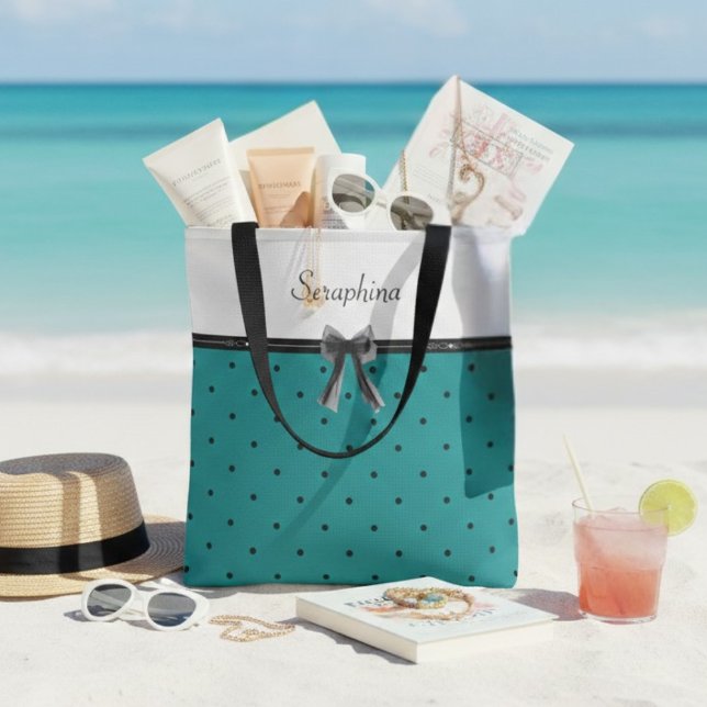 Modern Luxury Teal Monogram Tote Bag (Elevate your beach day with a tote that defines modern sophistication)