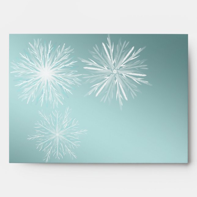 Modern luxury watercolor  snowflakes Holiday Envelope (Front)