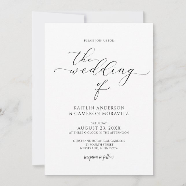 Modern Luxury Wedding Elegant Calligraphy Script Invitation (Front)