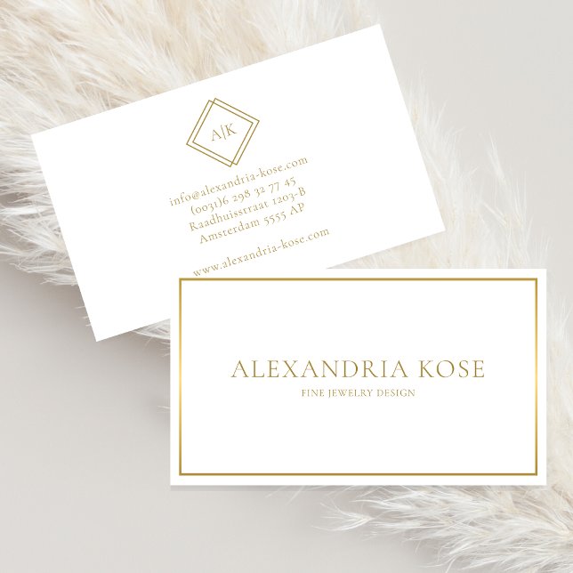 Modern Luxury White and Gold  Business Card (Creator Uploaded)