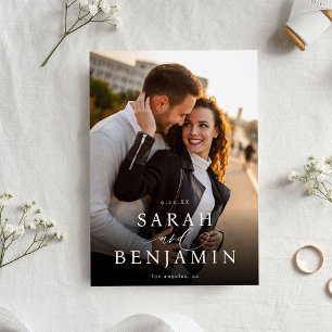 Modern M Photo Vertical Chic Save the Date 2 Invitation