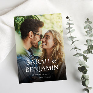 Modern M Photo Vertical Chic Save the Date Invitation