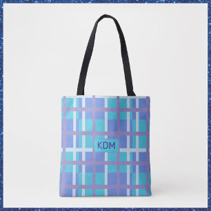 Modern Madras Purple and Blue  Tote Bag