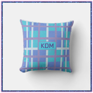 Modern Madras Stylish Purple and Blue Pillow